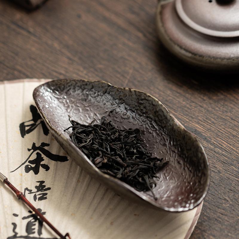 Coarse Pottery Maple Leaf Tea Scoop Boutique Tea Infuser Spoons Chahe Shovel Appreciation Ladle Chinese Tea Set Supplies Craft