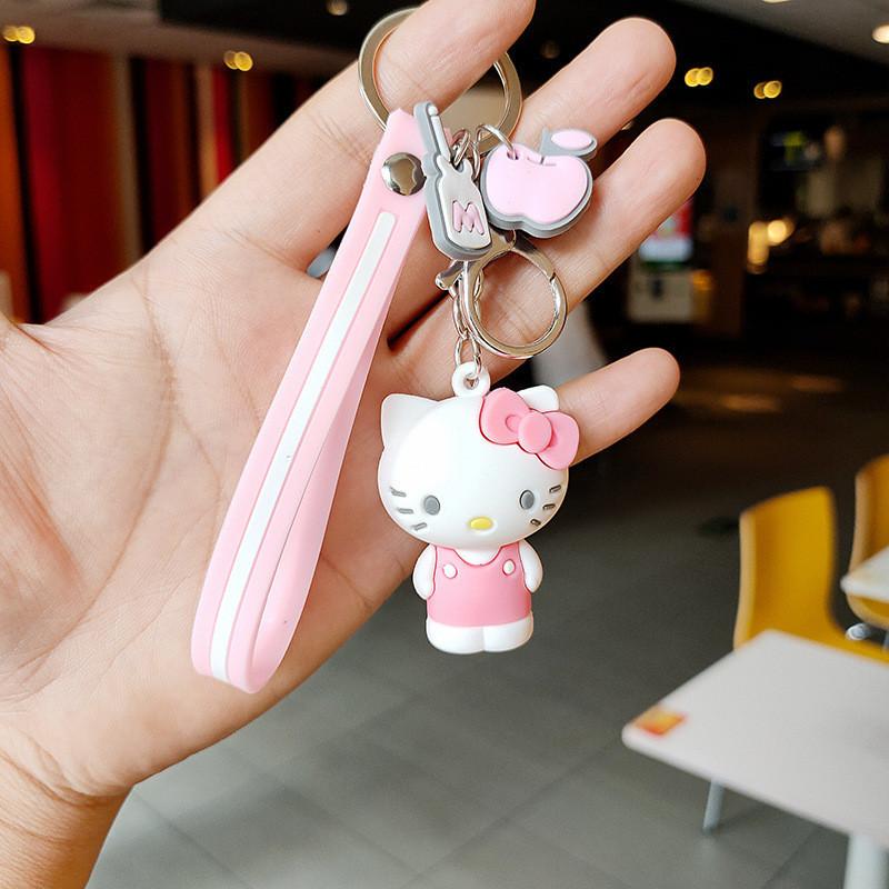 Cute Cartoon Cat Keychain Adorable Metal Bag Charm Accessory For Couples And Girls чёрный