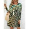 Spring Autumn Women Dress Casual Long Sleeve O-neck 3D Print Loose A-Line Dress Oversized Home Wear Robe