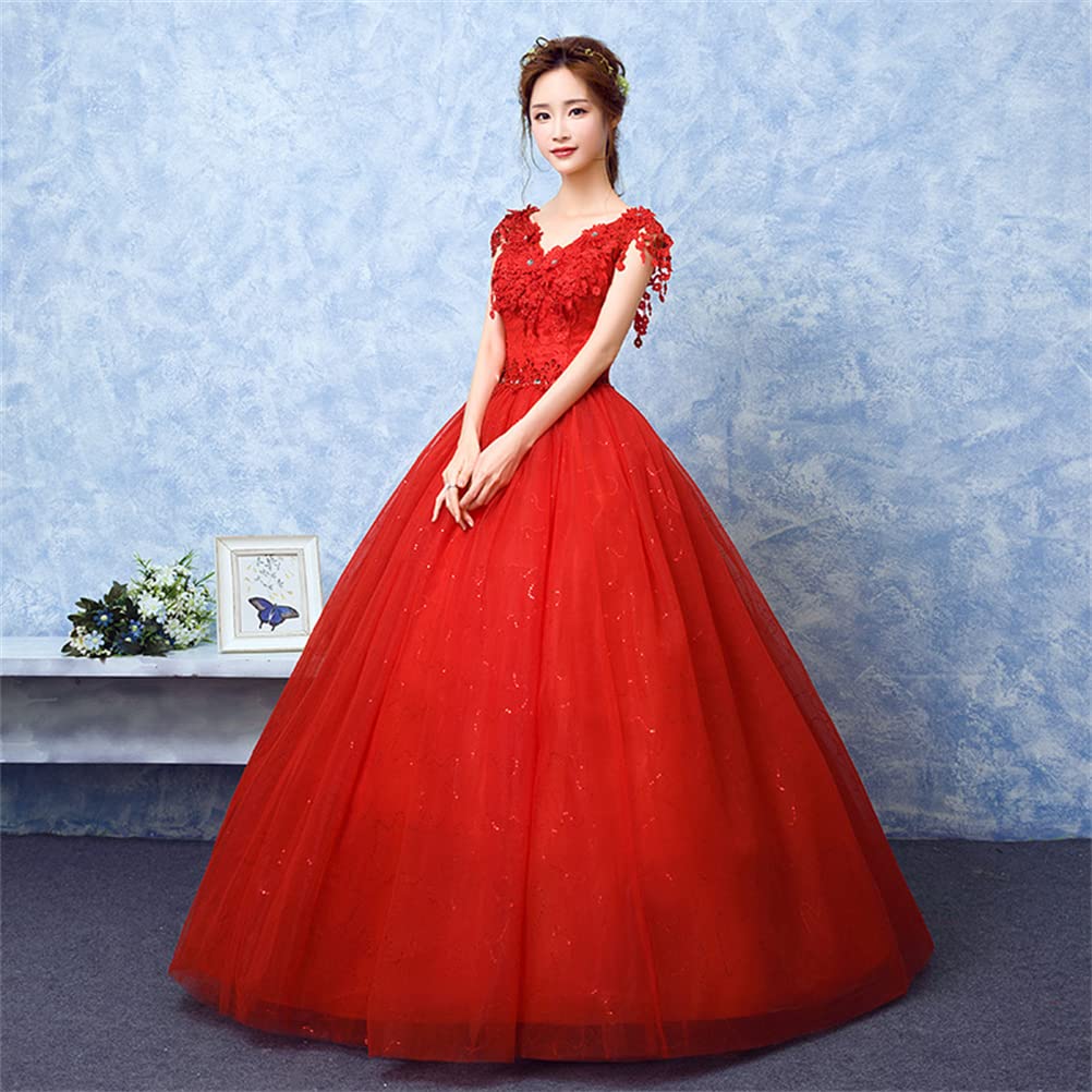 JINZUOMA Wedding Bridal Embroidered Formal Long Elegant Formal Dress with Floral Perfect for and Parties Size Women's Dress, One-Piece Dress, Dress,