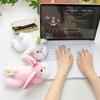 Birthday Hat Cute Prone Posture Rabbit Plush Doll Toy For Desktop Decoration