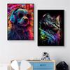 Monkey Cat Dog Headphone Poster Living Bed Room Home Bar Decor Canvas Painting Fashion Dj Music Animal Wall Art Picture Prints