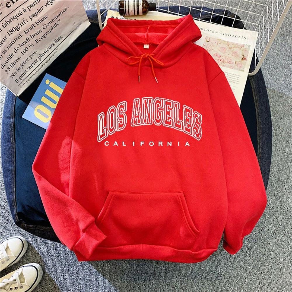 Fleece Hooded Pullover Loose Print Large Size Thin Velvet Jacket Ins Hipster