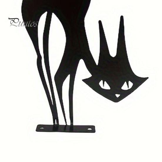 Weather Resistant Garden Decor Black Cat Fence Topper Decoration, Rusty Metal Sign for Halloween, Patio Retro Animal Shape Ornament Outdoor Yard Lawn
