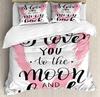 I Love You Duvet Cover Hand Drawn I Love You To The Moon And Back Words With Stars Celebration King Size Polyester Bedding Set