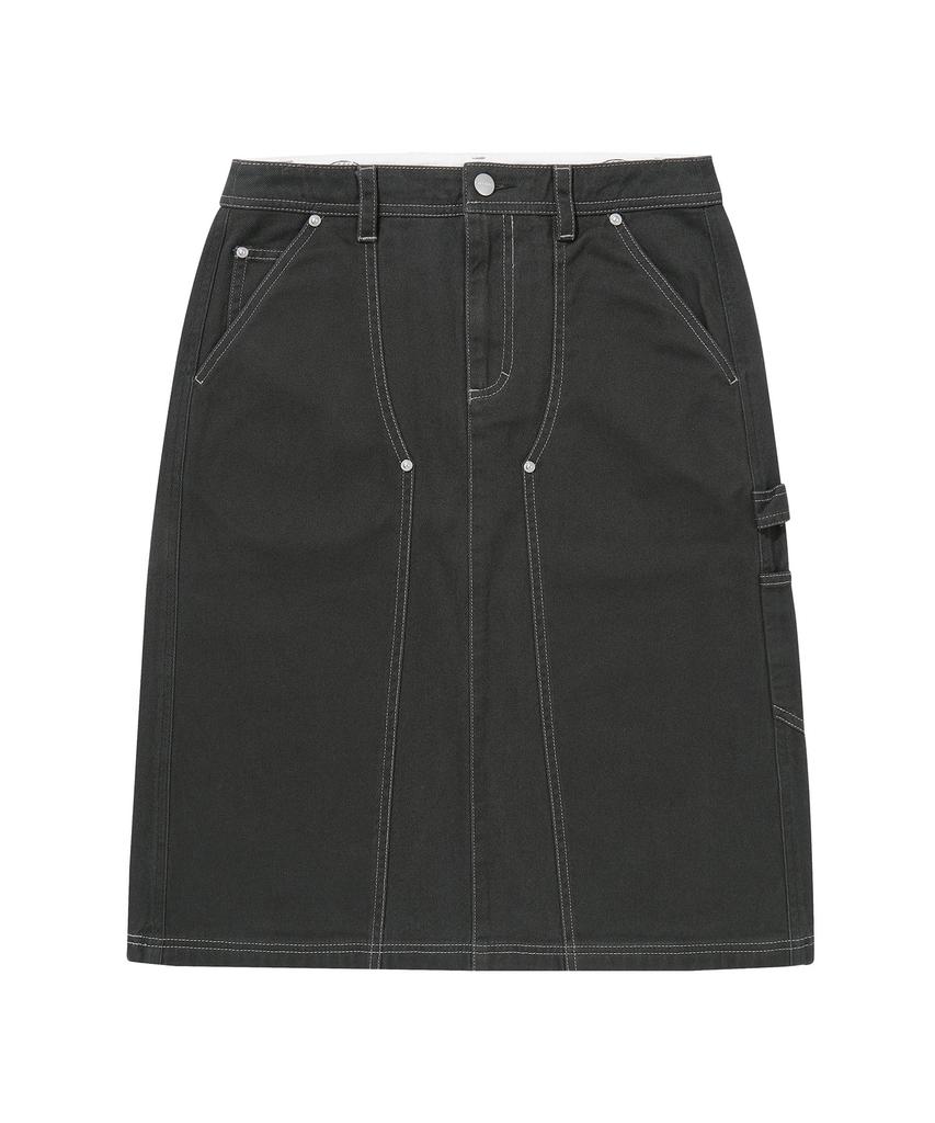 Syupeodeulai W Long Carpenter Skirt Charcoal