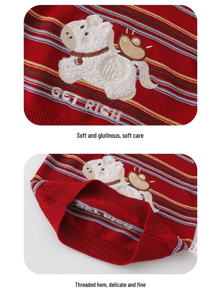 Children's Warm Cartoon Knit Sweater for Fall/Winter - Stylish Pullover Top for Boys and Girls