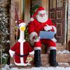 Yousheng Santa Claus Goose Outfit Christmas Porch Goose Costume Festive Clothes And Hat for 23" High Cement or Plastic Goose Lawn Patio Garden Decor