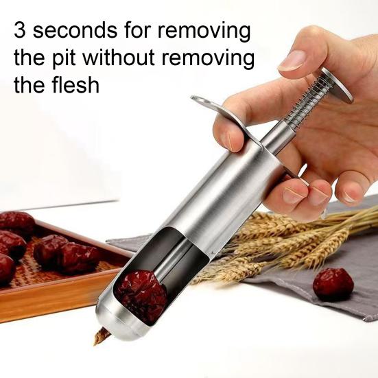 Stainless Steel Date And Cherry Pitter Multi-Function Fruit Corer for Jujube Olive Plum Ergonomic Rust-Proof Essential Kitchen Tool