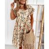 2025 Spring Summer Round Neck Flower Printed Short Sleeve Loose Dress Fashionable and Versatile Trend