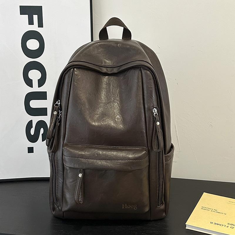 Schoolbag Retro Soft Leather Backpack Women's 1011 Summer New Large-capacity Student Class Schoolbag Short Trip Backpack