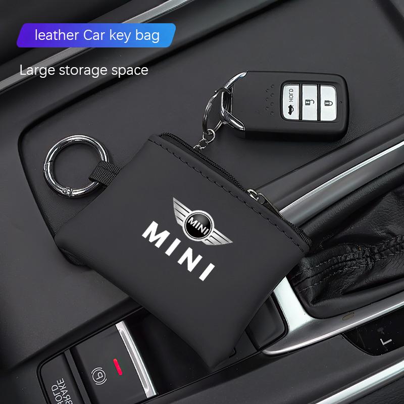 Car Leather Key Case Keychain Mini Storage Bag Auto Accessories For MINI Cooper R56 F56 R50 JCW Cabrio Aceman Countryman Clubman