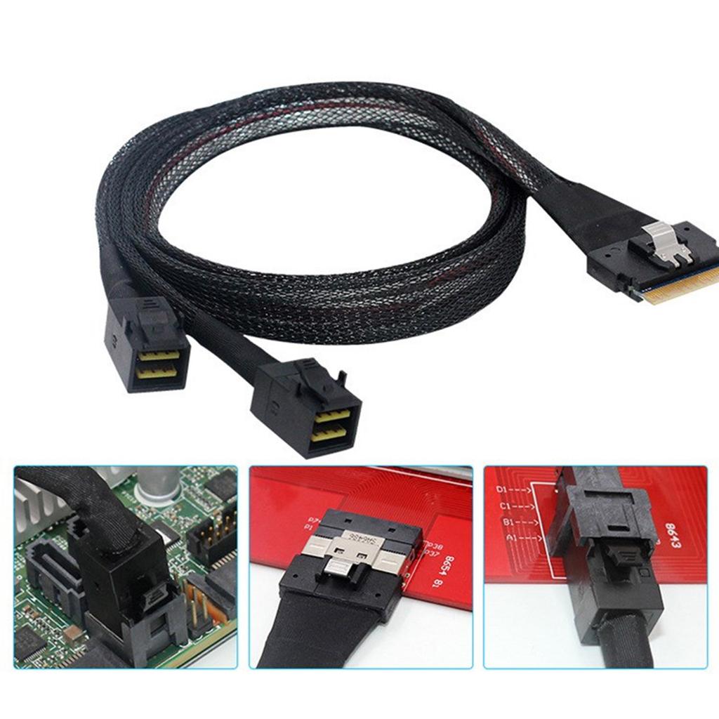 SFF-8654 8i to Dual SFF-8643 Data Cable Support SLIM SAS4.0 Fast Speed for Server Storage Connection