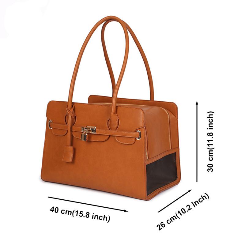 Nuova Borsa Trasportino di Lusso in Pelle PU per Animali Domestici Borsa a Mano Traspirante per Cucciolo Gatto Borsa Monospalla alla Moda per Cani Borsa da Viaggio Portatile per Animali Domestici