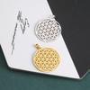 Flower of Life Round Pendant for Necklace Jewelry Making Stainless Steel Gold Amulet Sacred Geometric Charms