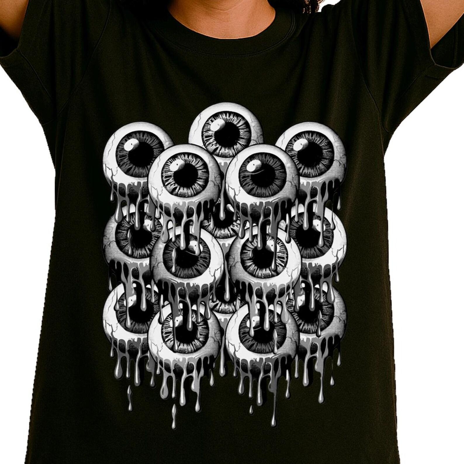 Creepy Dripping Eyes T-Shirt | Melting Weirdcore Tee | Surreal Goth Style Gift 4XL