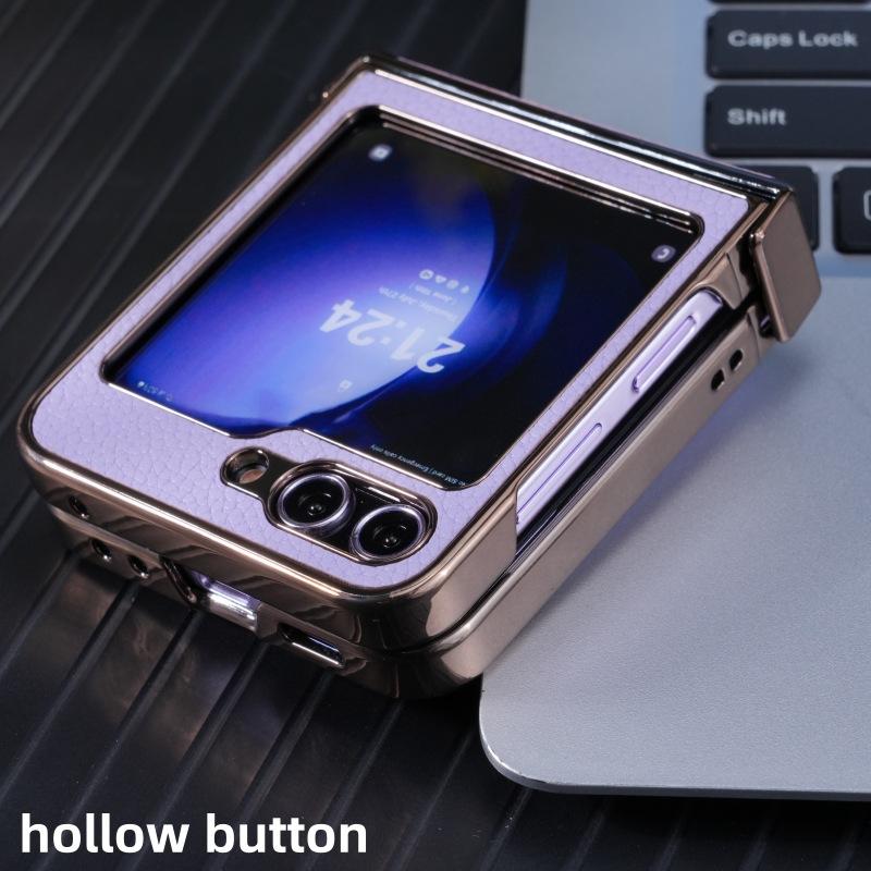 Case for Samsung Z FLIP 7 6 5 4 3 Magnetic Litchi Skin Pattern Protective Case Full Coverage Shock Proof Anti-Fingerprint Plain