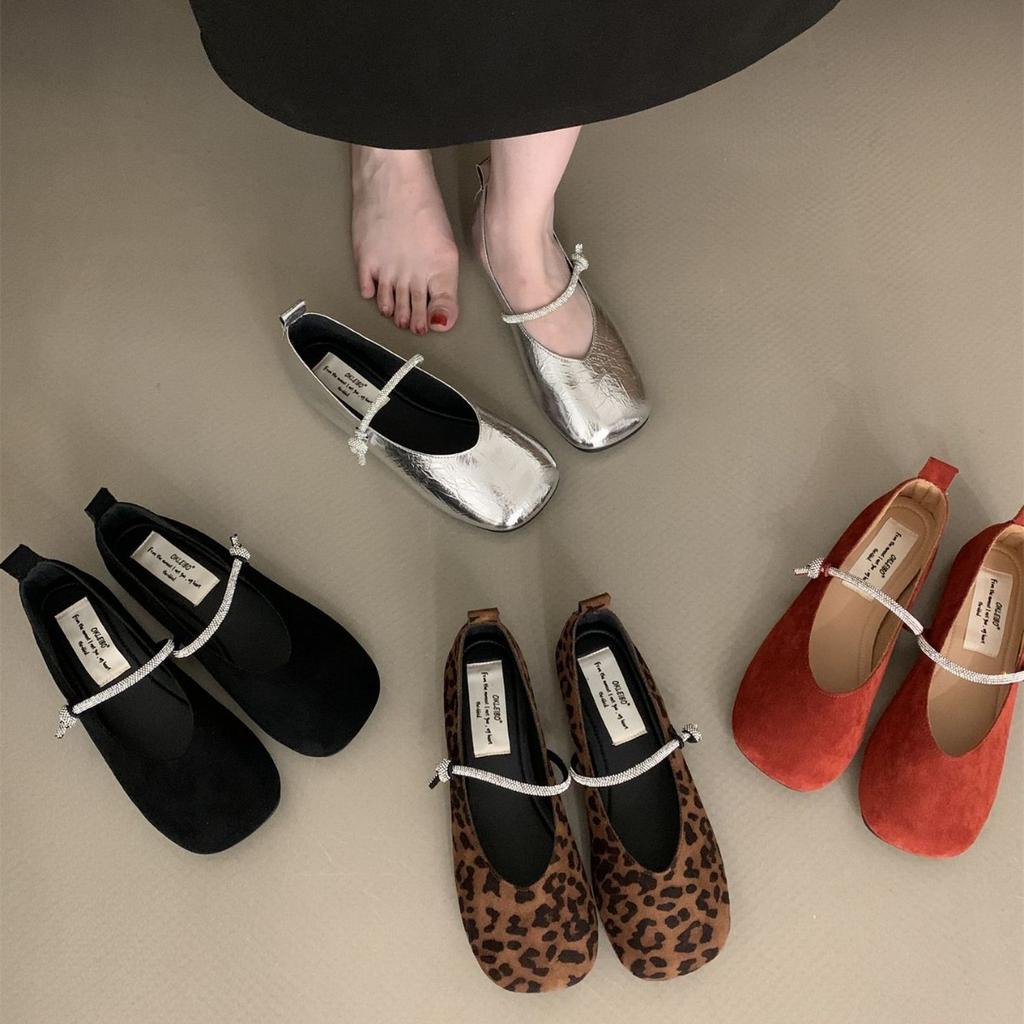 Gentle shallow mouth single shoes women's new rhinestone sparkling Mary Jane shoes grandma shoes flats