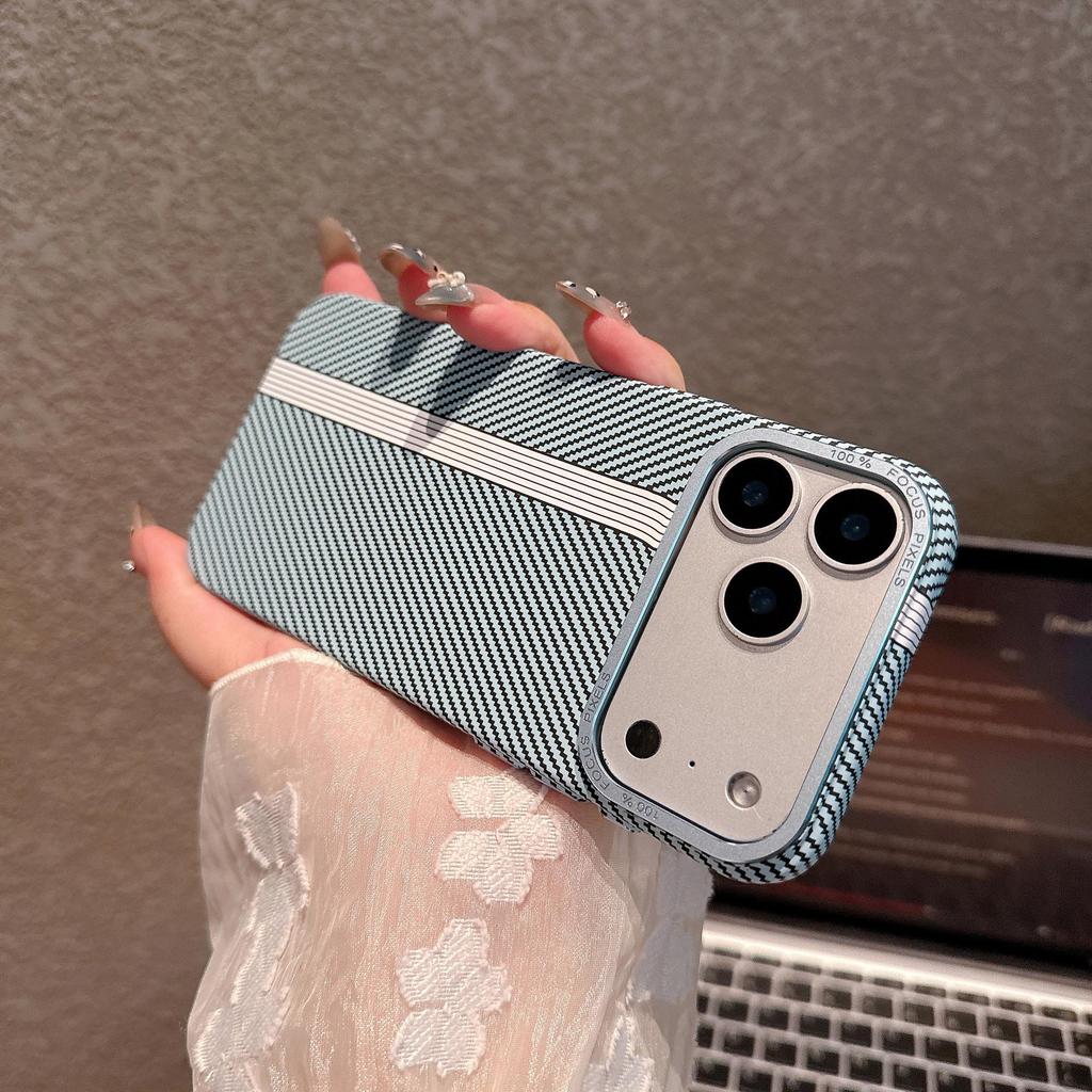 Apple 17 Pro Max Minimalist Carbon Fiber Texture iPhone 16 Case, Skin-Feel, Large Hole, Fashionable Protective Hard Shell