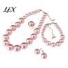 Faux Pearl Earrings Necklace 3Pcs/Set Imitation Pearls Jewelry Set, Adjustable Length Choker with Ear Studs And Bracelet, Set for Weddings Banquets