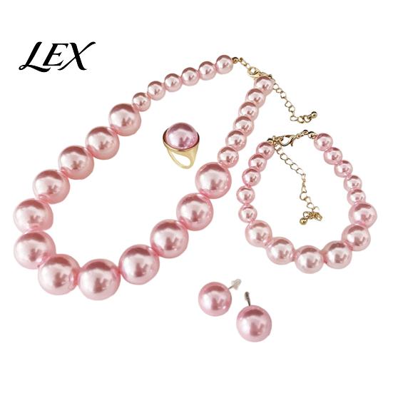 Faux Pearl Earrings Necklace 3Pcs/Set Imitation Pearls Jewelry Set, Adjustable Length Choker with Ear Studs And Bracelet, Set for Weddings Banquets