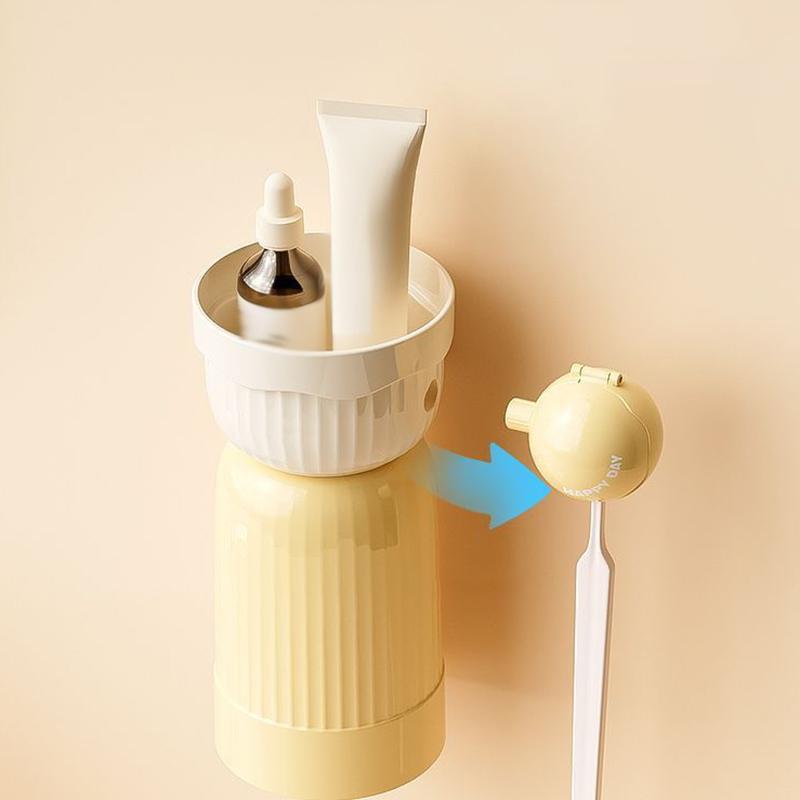 Bathroom Organizer Magnetic Toothbrush Cup Upside Down Fast Drain Toothbrush Holder For Hygienic Storage