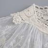 Korean Style Women False Collar Shawl Scarf Elegant Embroidery Lace Pleated Lace-Up Bowknot Shoulder Wrap Poncho Cape