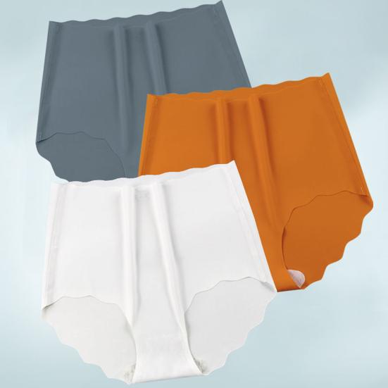 5 Pcs Women's Seamless Underwear High-Waisted No Show Stretchy Ice Silk Briefs Hipster Wavy Side Invisible Panties