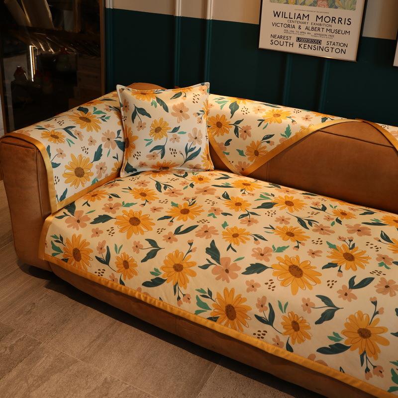 New Summer Sofa Cushion Summer Ice Silk Mat Seat Cushion All Seasons Non-Slip Leather Sofa Cover Cover Cloth Towel