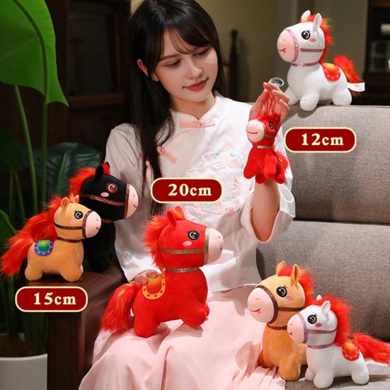 Horse Doll Year of The Horse Chinese Style Plushie Good Luck Pony PP Cotton Filling Zodiac Plush Figurine for Blessings