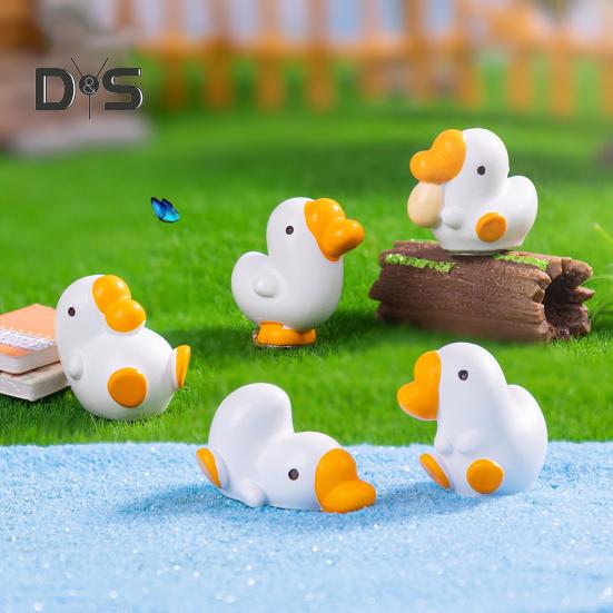 6 Pcs Mini Goose Figurines Resin Miniature White Goose Statues Bonsai Planter Goose Ornament for Micro Landscape Fairy Garden Decor