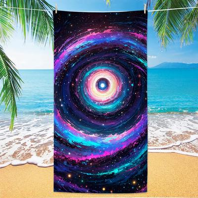 Starry Sky Beach Towel, Digital Printing Thin Quick-Dry Anti-Sand Microfiber Lightweight for Swim, Yoga, Travel, Gym, Gift