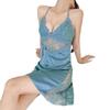 New ice silk sexy nightdress lace hollow suspender skirt women's summer loungewear pure desire advanced spring and autumn pajamas
