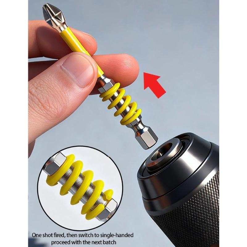 4Pcs High Hardness Alloy Steel Magnetic Spring Loaded Hexagonal Shank Screwdriver Bit For Electricians, Mechanics