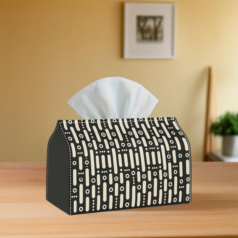 1pc Modern Minimalist Oversized Tissue Box Holder Suitable & Dining Room, Flat Rectangular with Geometric Pattern Shelf Storage, Polyester for Tissues