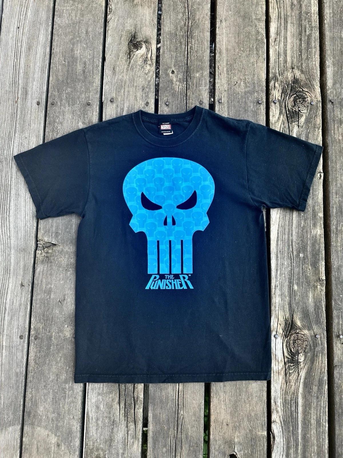 Vintage Mad Engine Punisher T Shirt Men’s Medium Marvel Black Blue Skull S