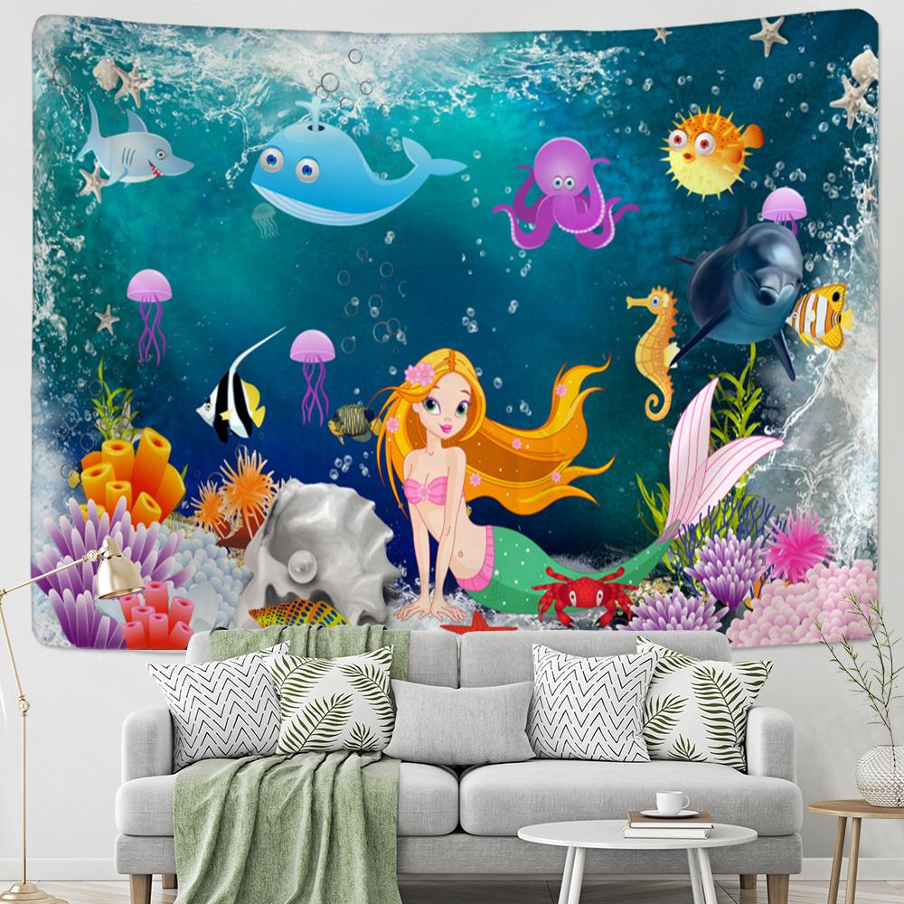 

Гобелен с изображением кита, настенный подвесной богемный хиппи, кавайный океан, детская комната, общежитие, домашний декор 320x182cm