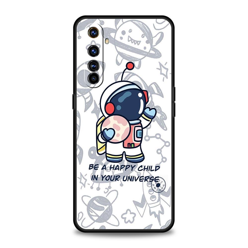 Cartoon Cute Cosmonaut Case For Realme C67 C63 C55 C53 C35 C25 C21 GT 2 3 5 6 10 11 12 13 Pro Plus 5G Soft TPU Phone Cover Capas