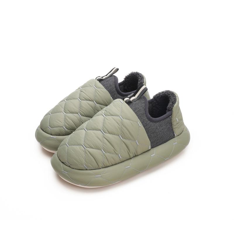 Winter indoor home warmth non-slip waterproof cotton slippers women's winter outer wear bag and cotton slippers men