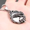 Retro-Style Skull And Mirror Pendant Necklace, A Unisex Punk-Inspired Stainless Steel Crow Necklace, Amulet Jewelry.