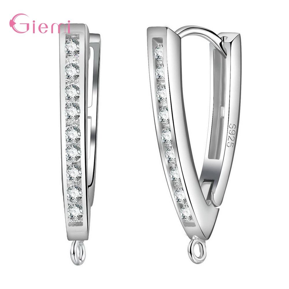 

925 Silver Needle Minimalist Geometric Zircon Hoop Earrings For Women Party Fashion Types Jewelry Accessory Wholesale