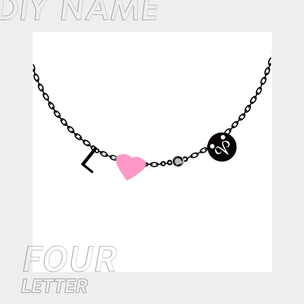 EManco Dropshipping Personalized Jewelry Colorful Rhinestone Necklace Diy Letter Heat Charm Constellations Necklace for Women