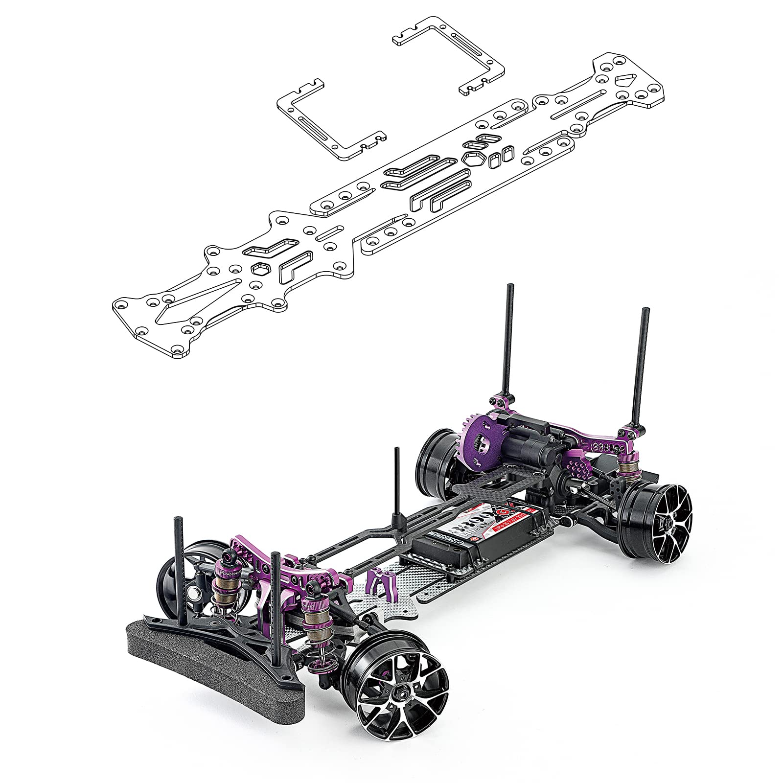 

YOKOMO YD 2-ZX 1:10 Drift Car with Narrow-Standing High-Tractive Carbon Fiber Chassis and Battery Stand