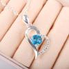 Swiss Blue Topaz Gemstone 925 Sterling Silver Zircon Jewelry Women Pendant 1.37" CZP-5-14