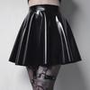 Women Mini Skirt High Waist Mirror Glossy Surface Short Skirt Faux Leather Solid Color Performance Skater Skirt