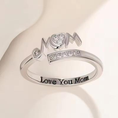 Anelli Squisiti per Mamma Colore Rame Lettera Incisa "Ti Amo Mamma" Delicato Regalo di Compleanno per la Madre Moda Gioielli da Donna