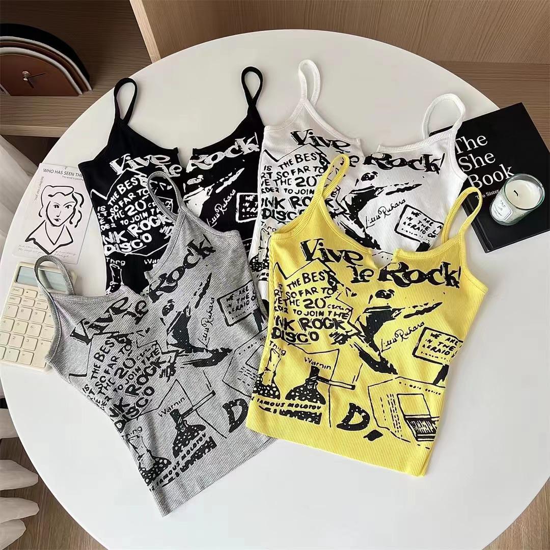 

Women s Spaghetti Strap Rayon Tank Top with Chest Pad - Trendy Autumn/Winter Base Layer One Size жёлтый