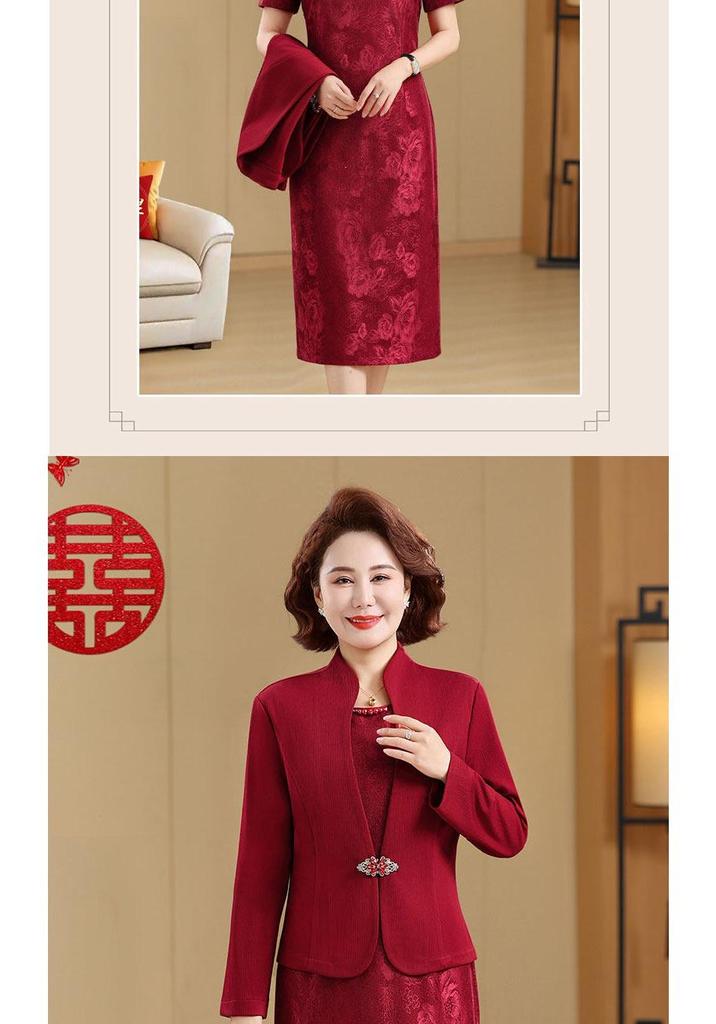 2026 New Spring/Autumn Mother-in-law Wedding Dress Set – Elegant Two-Piece for Middle-Aged Women