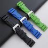 22mm 24mm 26mm Quality Soft Nature Silicone Rubber Watchband Black Blue Gray Green Red For Panerai Strap Waterproof Wristband