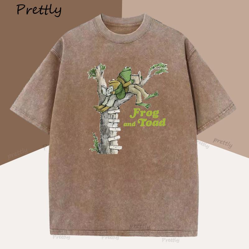 

Frog and Toad T Shirt Women Men Classic Book Lover Tshirt Funny Woman Clothing Cottagecore Tee Casual Cotton Vintage Clothing S